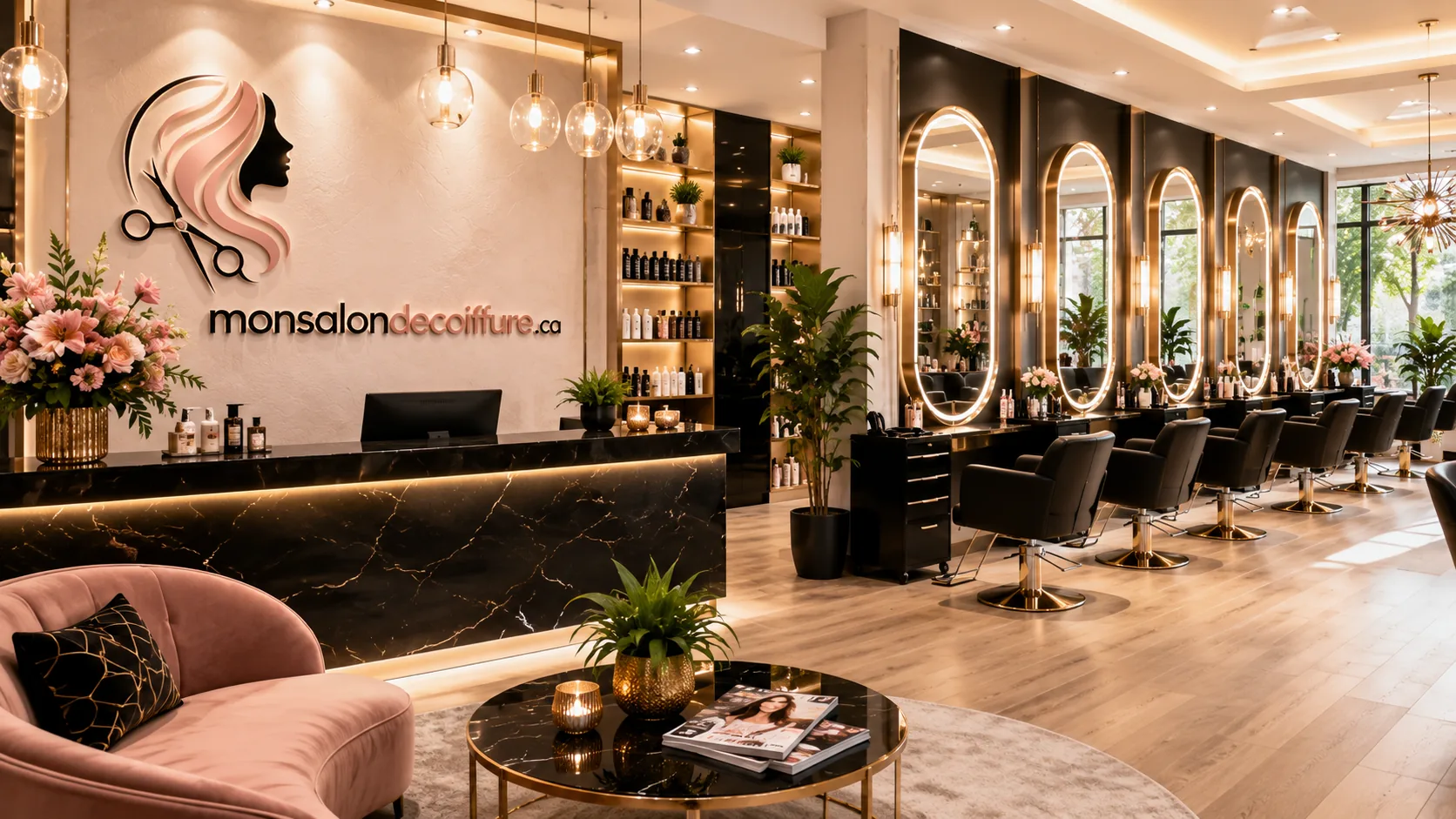 Intérieur d'un salon de coiffure moderne