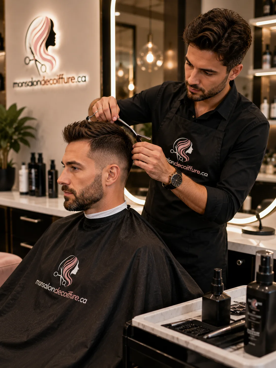 Coupe pour homme en salon de coiffure